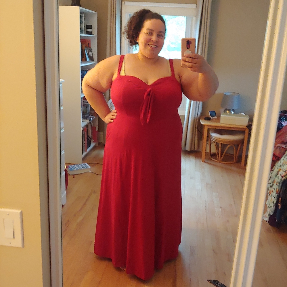 3X eShakti red maxi dress